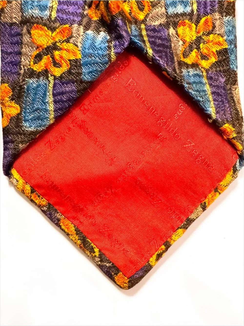 Ermenegildo Zegna Floral Silk Tie Blue Yellow